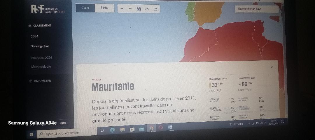 Article : Libert&eacute; de presse, la Mauritanie premier pays africain et arabe dans le top mondial